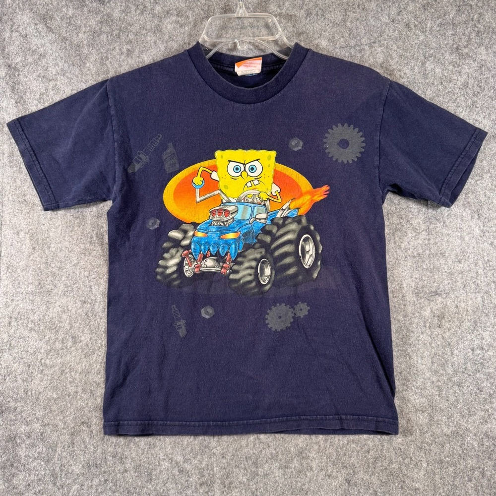 Vtg Nickelodeon SpongeBob Shirt Youth 8-10 Monster Truck Graphic Tee Viacom